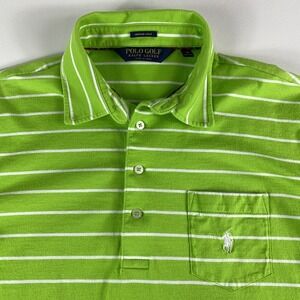 Polo Golf Ralph Lauren Polo Shirt Men's Medium Green Striped Vintage Lisle